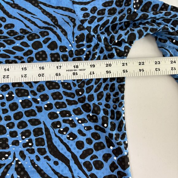 Susan Graver Liquid Knit Tunic Top Size M Blue Animal Print Sparkles 3/4 Sleeve - Picture 11 of 13